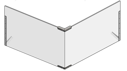 Hygieneschutzwand Corner Acrylglas Edelstahl Edelstahl-Eckverbinder Durchreiche L-Form Seitenplatte 135 Grad Frontplatte verschraubt